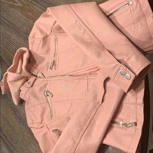 Pink pleather moto jacket